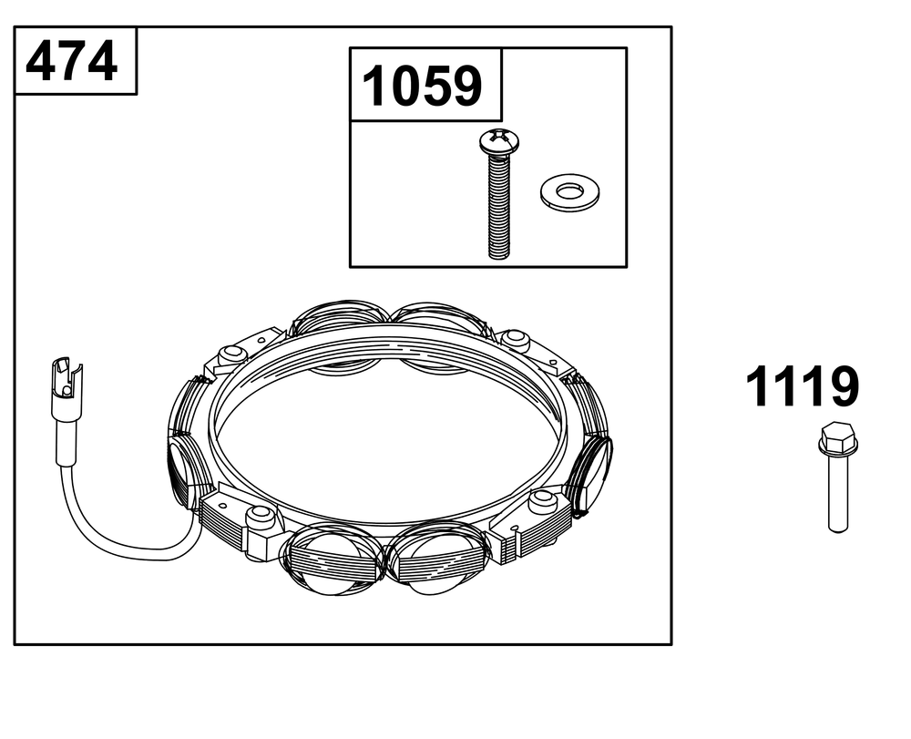 Alternator Group Diagram and Parts List for 200000 - 399999 Briggs and Stratton Engine